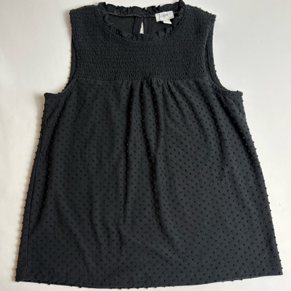 J. Crew Pretty Black Textured Sleeveless Top Smocked